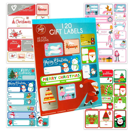 120 Colourful Christmas Sticky Gift Labels - Home Inspired Gifts