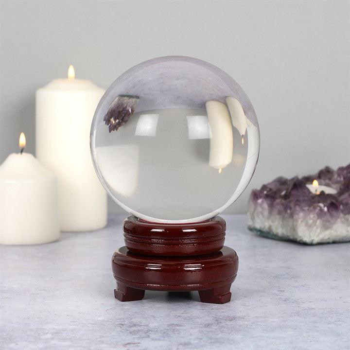 13cm Crystal Ball with Wooden Stand Fortune Teller Ornament - Home Inspired Gifts