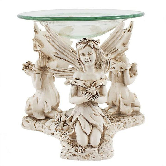 3 Fairy Oil Burner with Glass Dish Ornament - Home Inspired Gifts