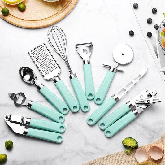 9 Pcs Stainless Steel Kitchen Utensil Set Cooking Tools Gadget - 2 Colours - Home Inspired Gifts