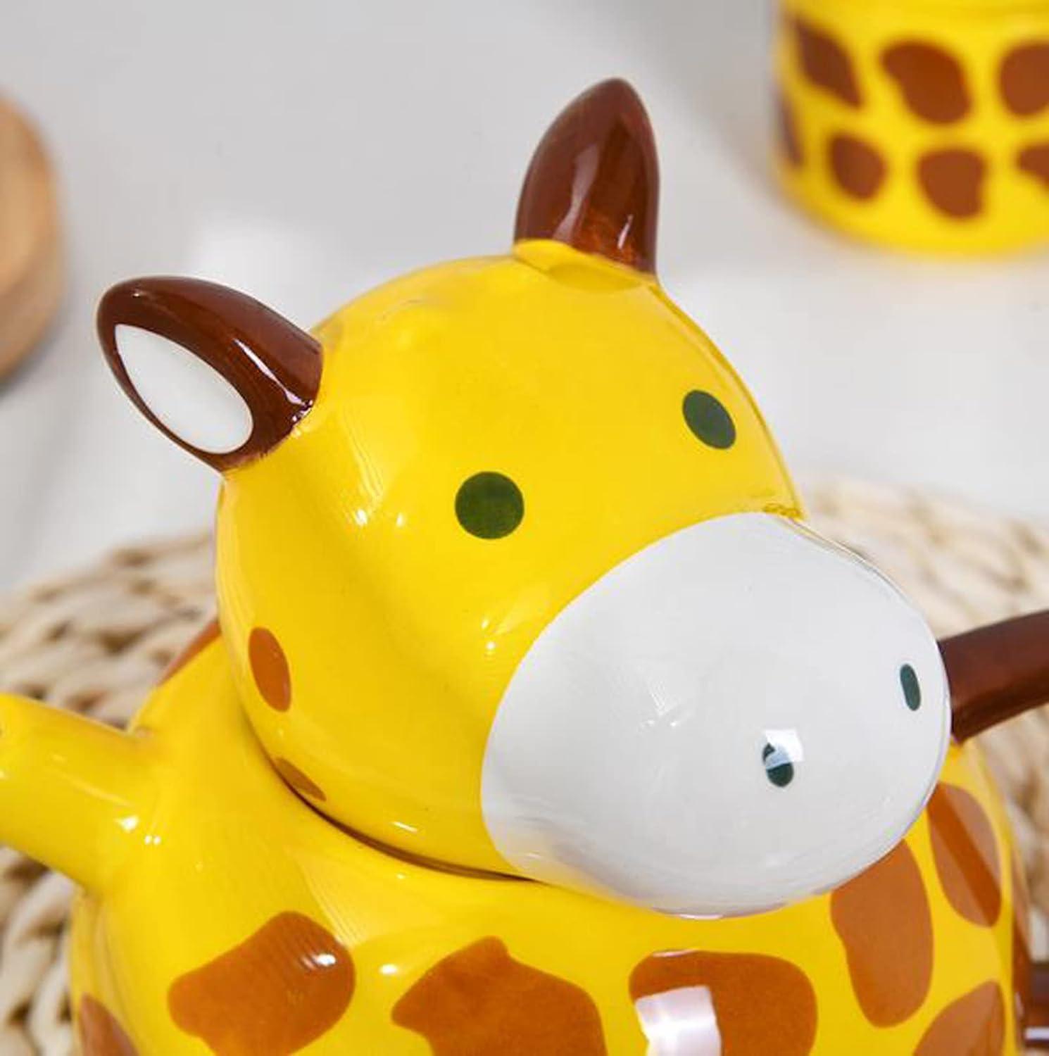 4 Piece Handmade Ceramic Stacking Giraffe Mug & Teapot Set - Home Inspired Gifts