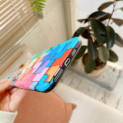 Colorful Block Phone Case For iphone 12 Mini 11 13 Pro Max Fashion Creative SE 2020 7 8 Plus X XR XS Soft Silicone Protect Cover - Home Inspired Gifts