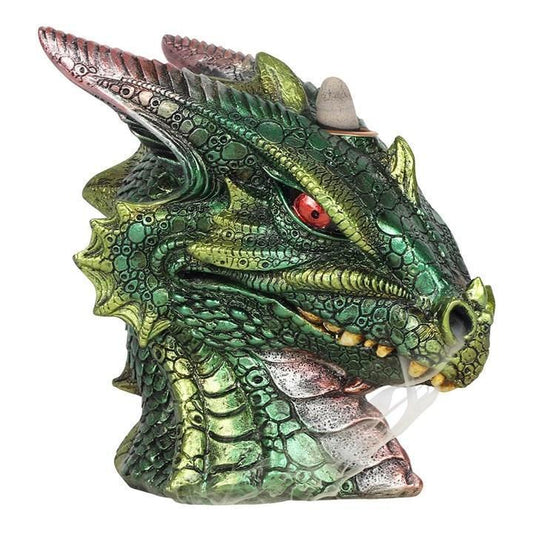 Large Metallic Green Dragon Head Backflow Incense Burner - Home Inspired Gifts