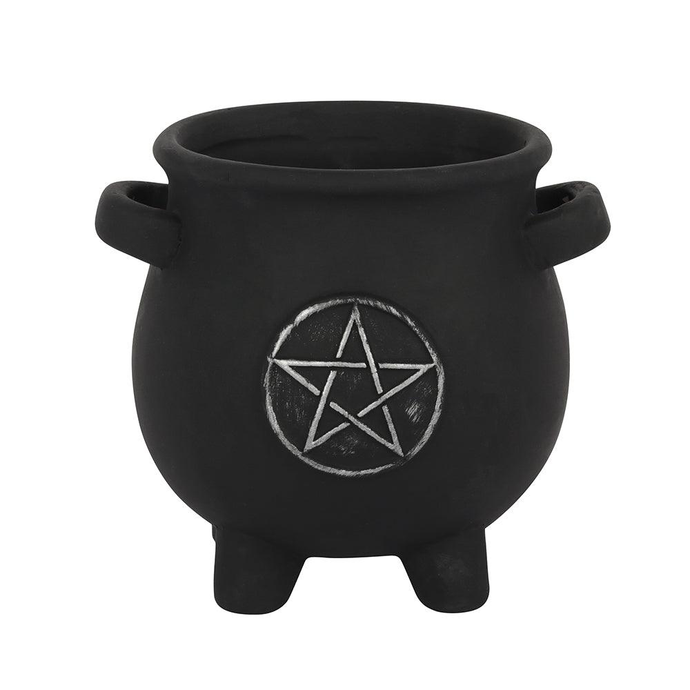 Black Pentagram Cauldron Terracotta Plant Storage Pot - Home Inspired Gifts