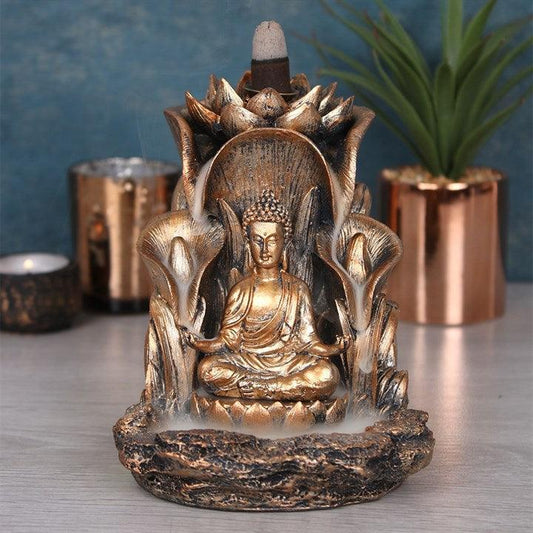Bronze Buddha and Lotus Backflow Incense Burner - Home Inspired Gifts