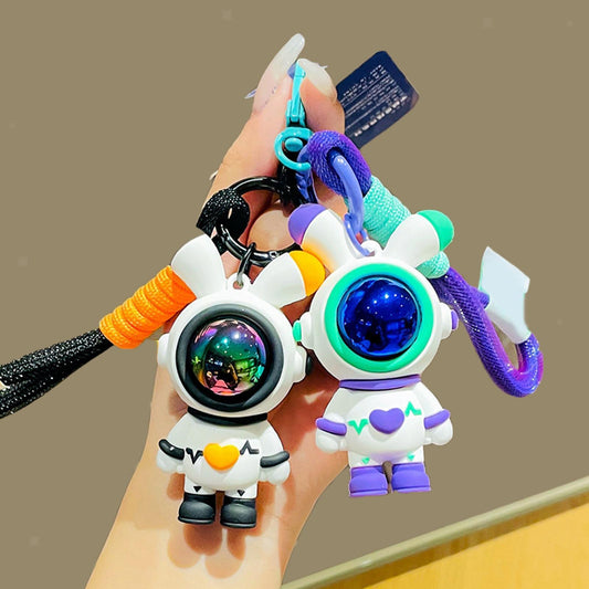 Cartoon Space Bunny Doll Keychain Key Rings Bag Accessory Charms