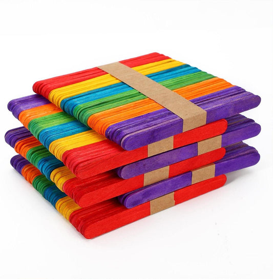 Coloured Wooden Lolly Popsicle Sticks For Kids DIY Art Project & Crafts - Home Inspired Gifts