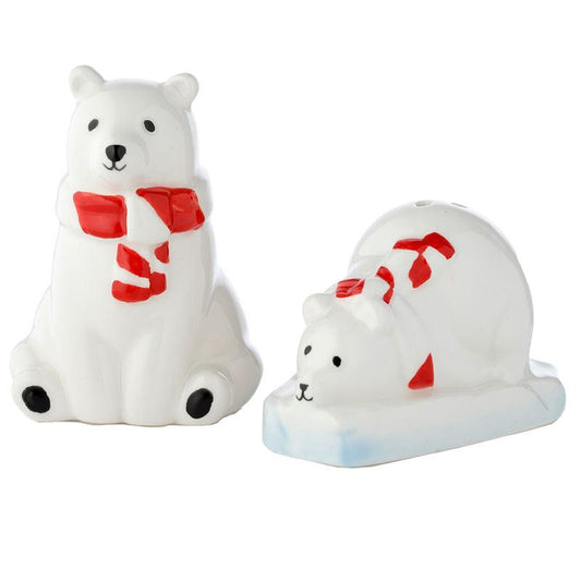 Cute Festive Polar Bear Ceramic Salt and Pepper Set Shakers - Home Inspired Gifts