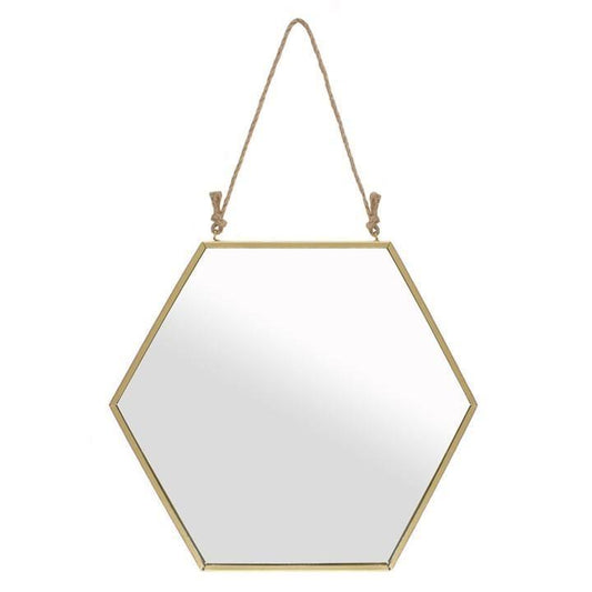 Large Gold Hanging Geometric Hexagon Wall Mirror - Home Inspired Gifts