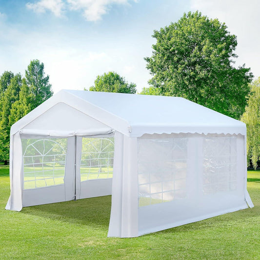 Gazebo Marquee Party Canopy Tent - Steel Frame 4 x 4m - White - Home Inspired Gifts