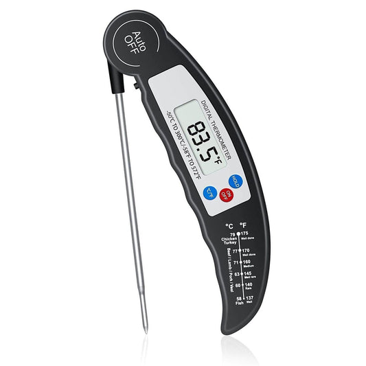 LCD Digital Food Thermometer Kitchen Cooking Gadget - Black - Home Inspired Gifts