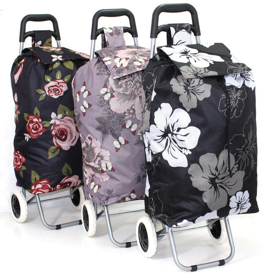 Hoppa 47L Light Weight Wheeled Shopping Trolley Bag - Floral Designs - Home Inspired Gifts