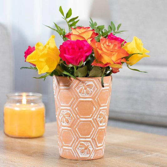 Large Terracotta Bee and Honeycomb Flower Plant Pot - Home Inspired Gifts