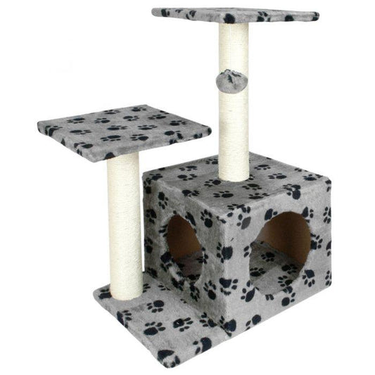 Multi-Level Cat Tree with Scratch Posts Toy Podium Scratching House - Grey - Home Inspired Gifts