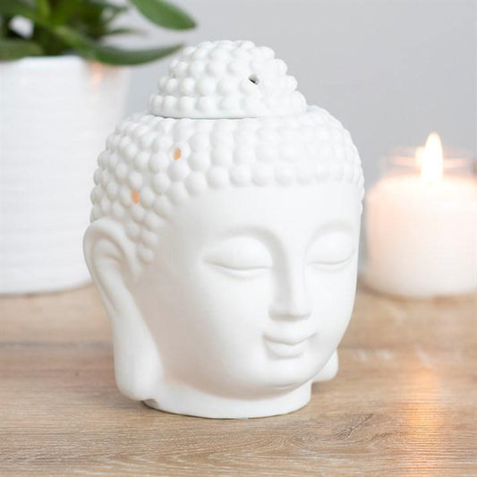 White Buddha Head Ceramic Oil Burner - Home Inspired Gifts