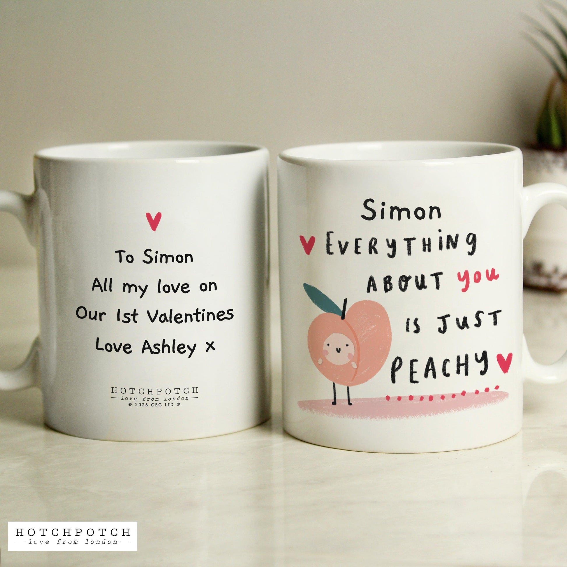 Personalised Just Peachy Ceramic Mug Valentine's Gift - Home Inspired Gifts