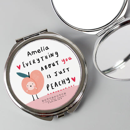 Personalised Just Peachy Silver Compact Mirror - Home Inspired Gifts