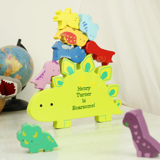 Personalised Montessori Message Wooden Dinosaur Activity Blocks Toy - Home Inspired Gifts