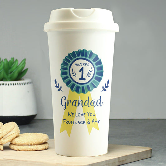 Personalised Number 1 Double Walled Reusable Travel Mug Cup 380ml - Home Inspired Gifts