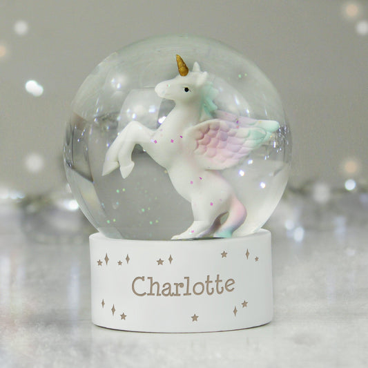 Personalised Unicorn Name Glitter Snow Globe - Water Ball - Home Inspired Gifts