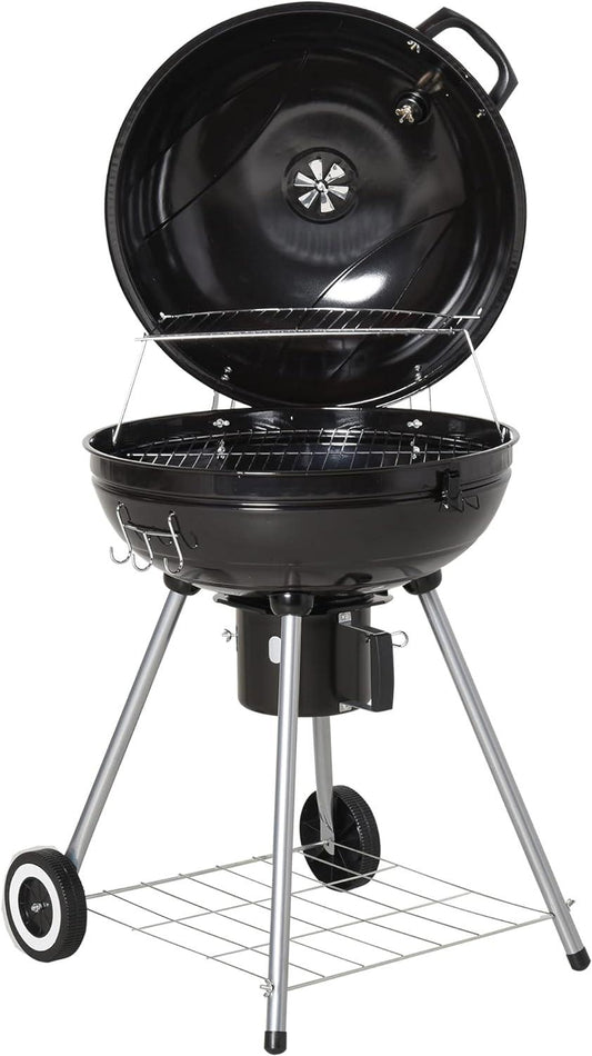 Portable Kettle Charcoal BBQ Grill with Lid - Outdoor Barbecue Picnic Camping - Black - Home Inspired Gifts