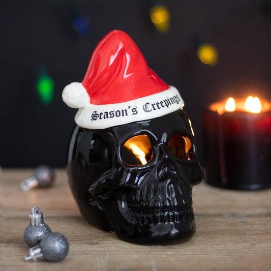 Seasons Creepings Red Hat Skull Tealight Candle Holder - Home Inspired Gifts