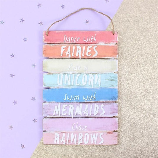 Wooden Colourful Dance With Fairies Plaque Wall Sign - Home Inspired Gifts