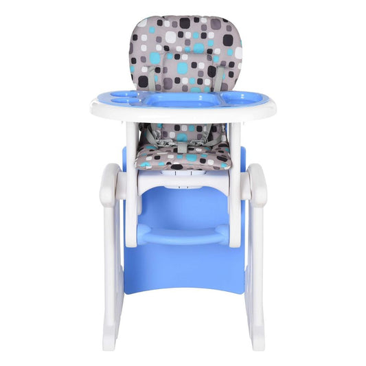 3-in-1 Convertible Baby Highchair Booster Seat Table with Removable Tray - Blue