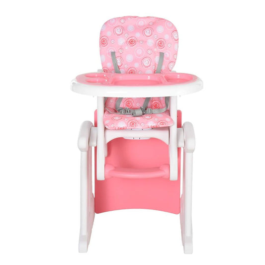 3-in-1 Convertible Baby Highchair Booster Seat Table with Removable Tray - Pink