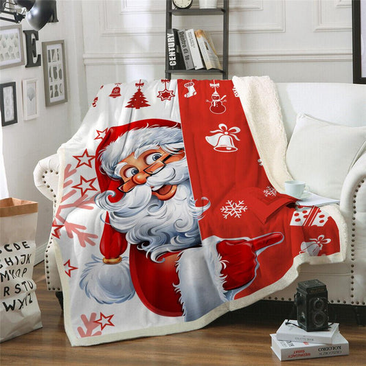 Warm Soft Fleece Blanket Throw - Red Christmas Santa - Home Inspired Gifts