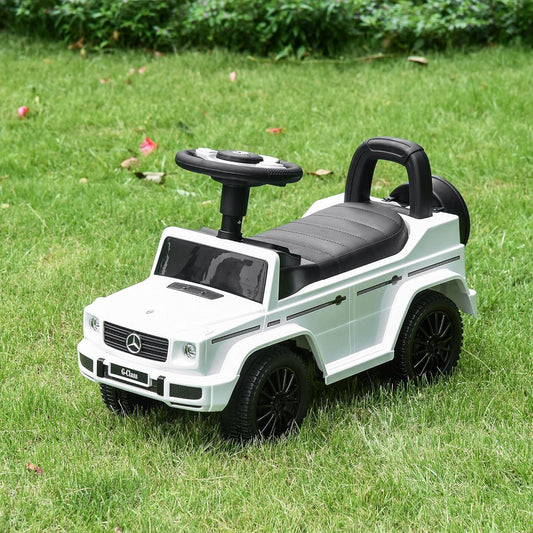 White Benz G350 Kids Ride on Push Car with Under Seat Storage - Home Inspired Gifts