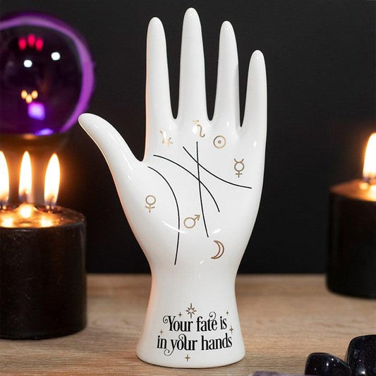 White Ceramic Palmistry Astrology Hand Ornament - Home Inspired Gifts