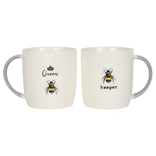 White Queen Bee and Bee Keeper Mug Gift Set - Home Inspired Gifts