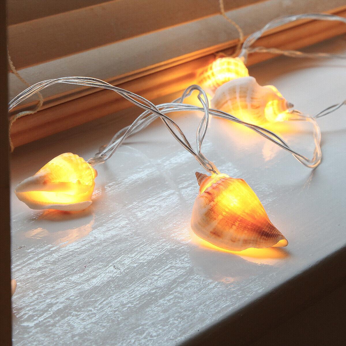 1.5m Battery Power Real Sea Shell Nautical LED Fairy String Lights - Home Inspired Gifts