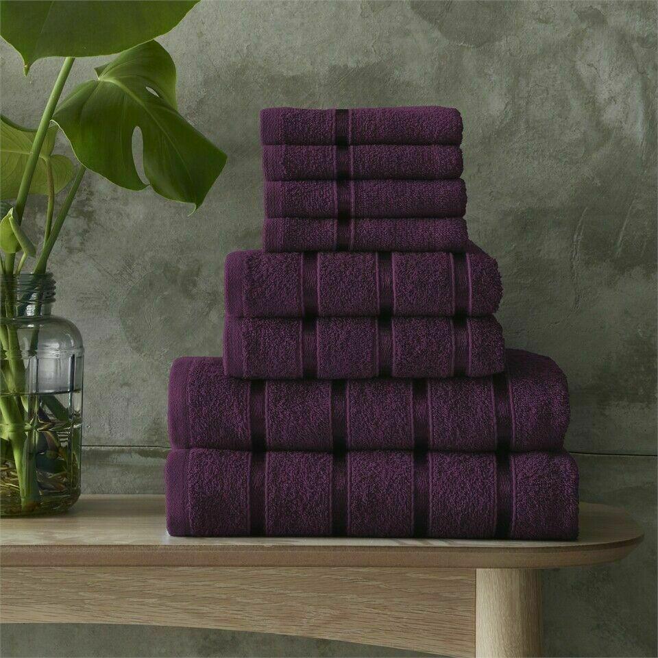 100% Egyptian Cotton Towel 8 Piece Bale Set Stripe Design - 14 Colours - Home Inspired Gifts