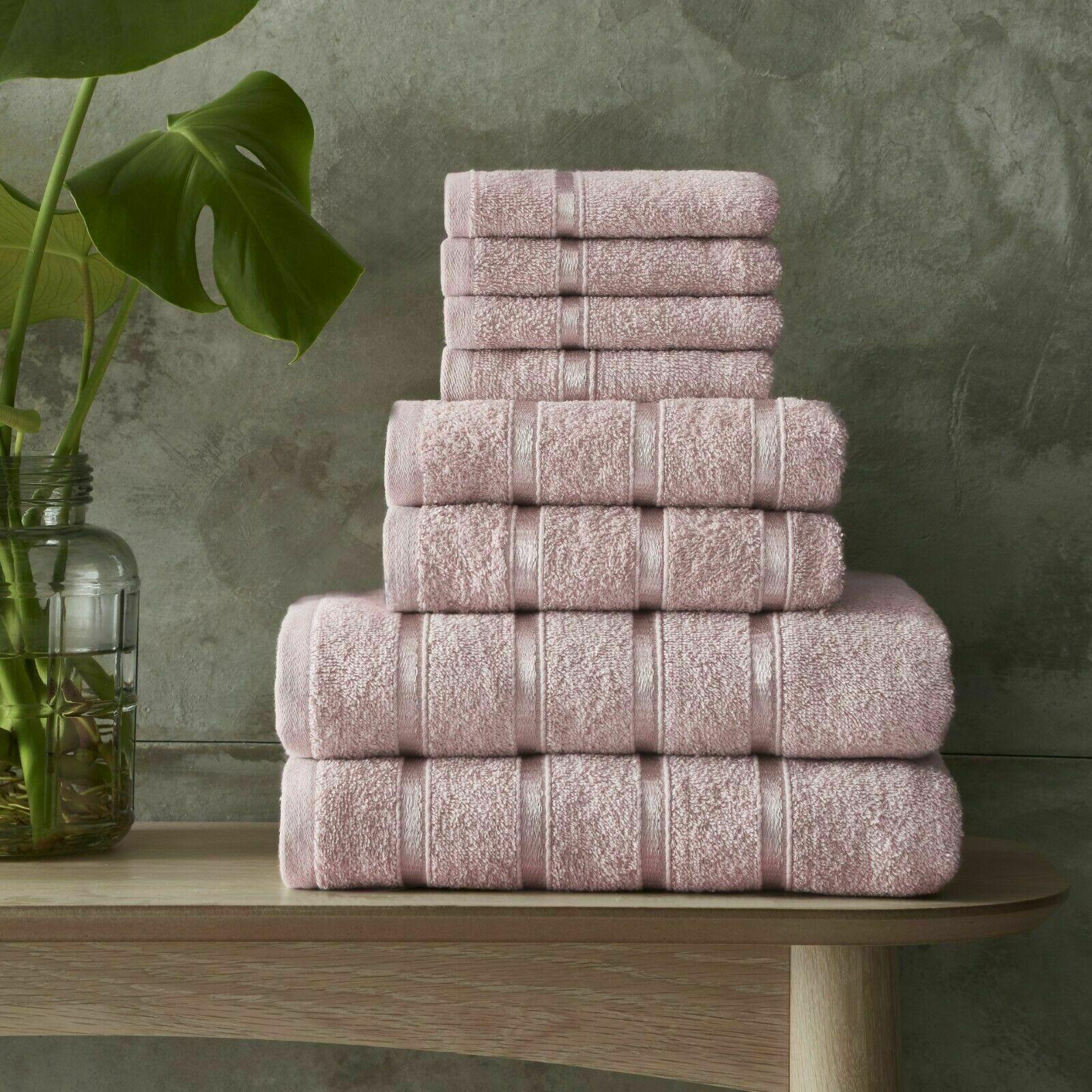 100% Egyptian Cotton Towel 8 Piece Bale Set Stripe Design - 14 Colours - Home Inspired Gifts