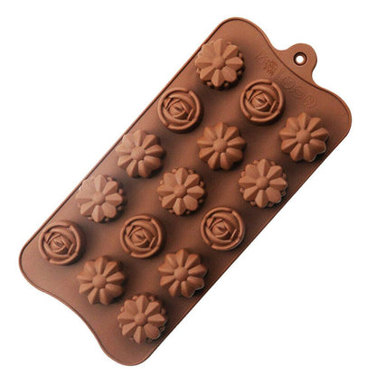 15 Rose Flowers Silicone Baking Chocolate Fondant Jelly Ice Cube Mould - Home Inspired Gifts