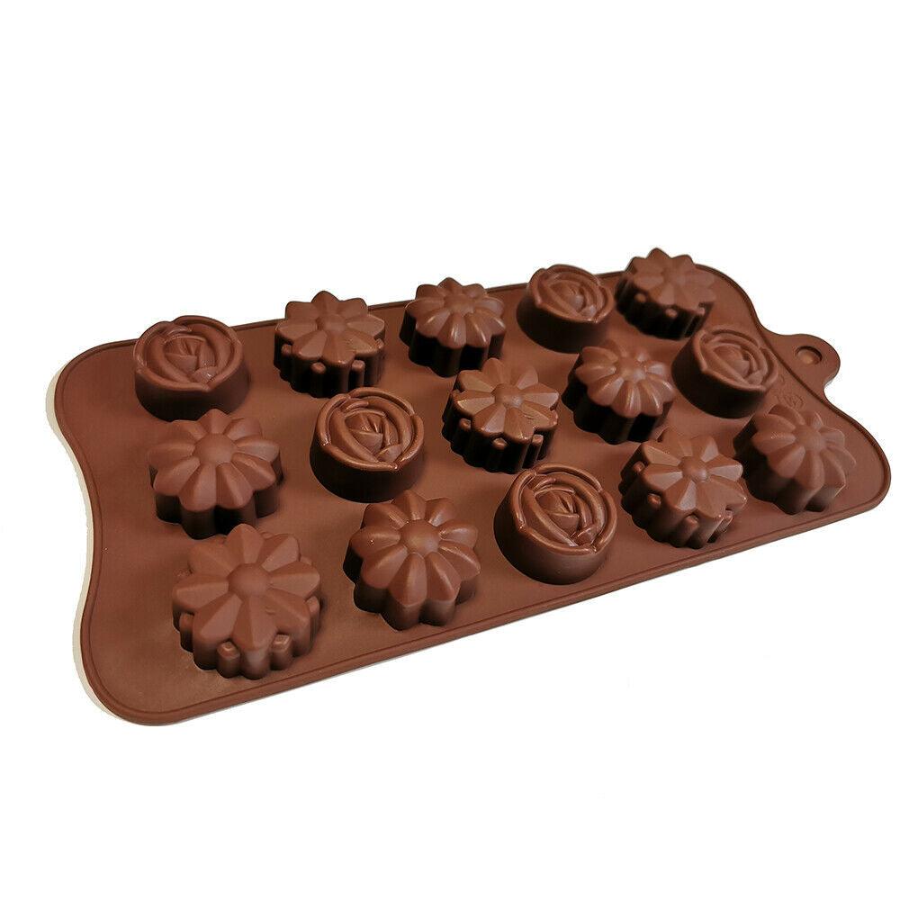 15 Rose Flowers Silicone Baking Chocolate Fondant Jelly Ice Cube Mould - Home Inspired Gifts