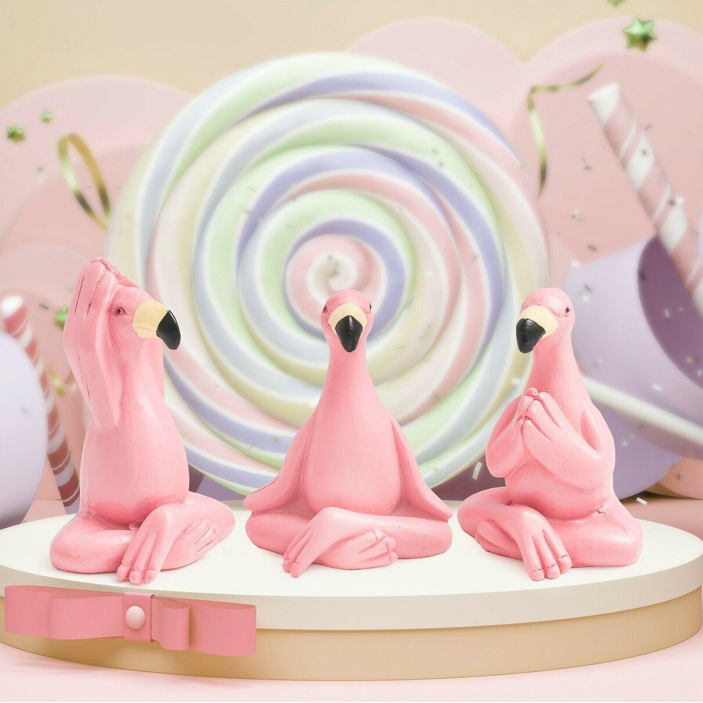 3Pcs Yoga Flamingo Ornaments Patio Mantel Decor Figurine - Home Inspired Gifts