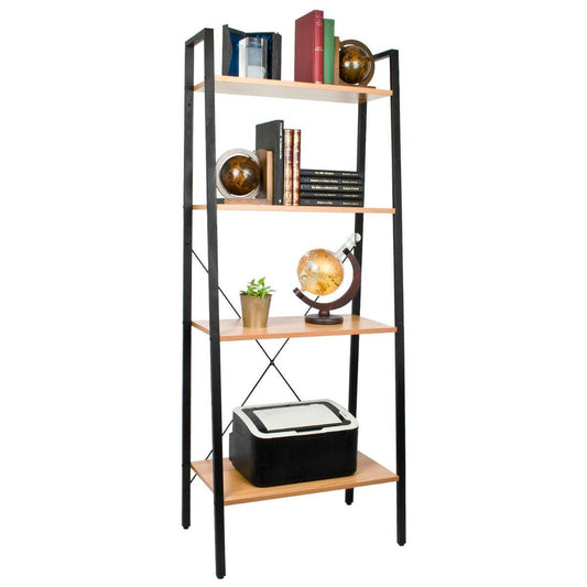 Large Free Standing Wood & Metal 4 Tier Ladder Shelves Display Storage - Home Inspired Gifts