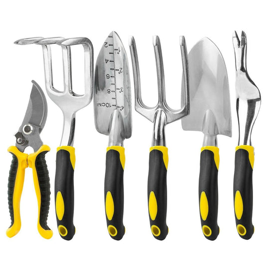6 Piece Gardening Tools Set Polished Aluminium - Home Inspired Gifts