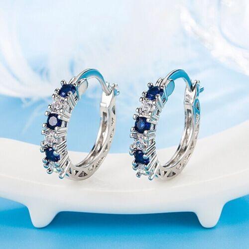 925 Sterling Silver Blue Crystal Hoop Earrings - Home Inspired Gifts