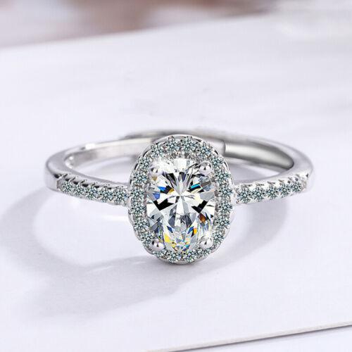 925 Sterling Silver Crystal Oval Stone Adjustable Ring Jewellery - Home Inspired Gifts