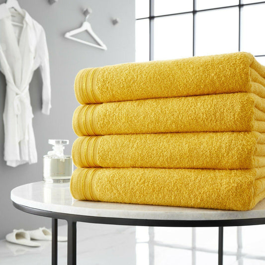 Bath Sheets 4 Piece Towel Bale Set Stripe Design Egyptian Cotton - 13 Colours - Home Inspired Gifts
