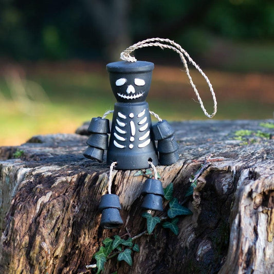Black Skeleton Terracotta Pot Man Garden Patio Ornament - Home Inspired Gifts