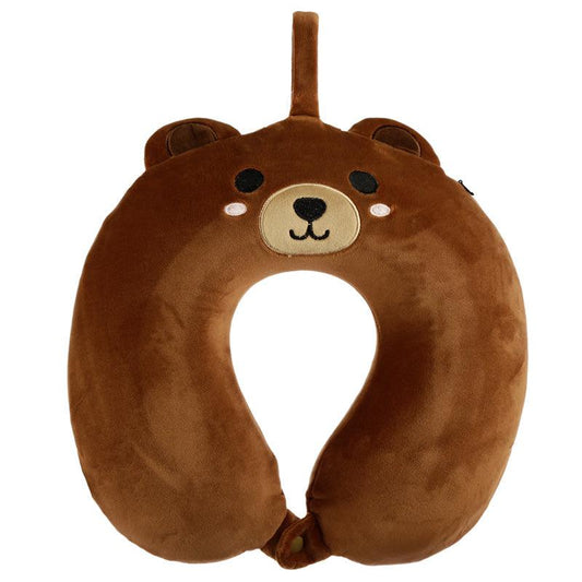 Brown Bear Relaxeazzz Plush Memory Foam Travel Neck Pillow - Home Inspired Gifts