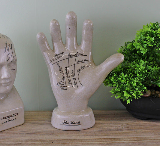 Ceramic Palmistry Right Hand Ornament, 24cm Art Statue - Kporium Home & Garden