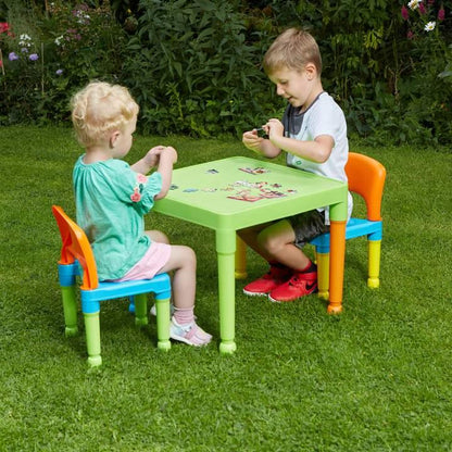 Children's Multicoloured Table and 2 Chairs Set Indoor Outdoor - Home Inspired Gifts