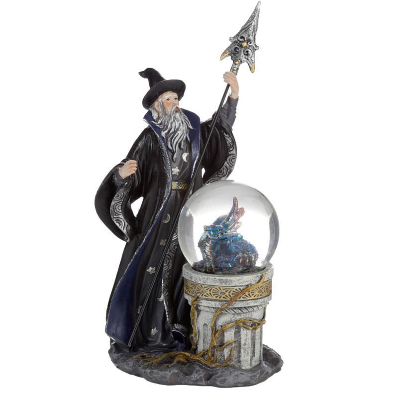 Spirit of the Sorcerer - Ice Dragon Wizard Snow Globe Waterball Ornament - Kporium Home & Garden