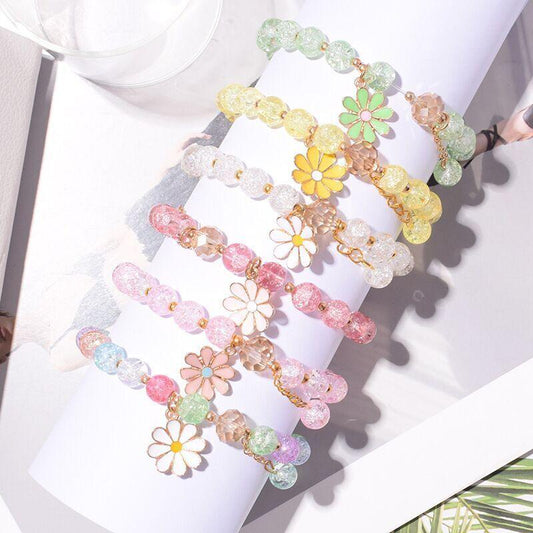 Daisy Charm Beaded Girls Bracelet Jewellery - 6 Colours - Home Inspired Gifts